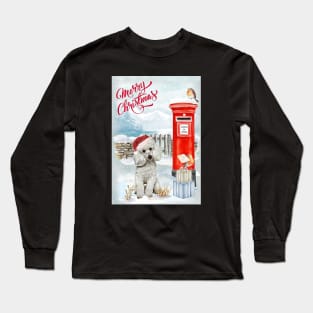 White Poodle Merry Christmas Santa Dog Long Sleeve T-Shirt